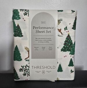 King 400 Thread Ct Christmas Holiday Performance Sheet Set Winter Threshold
